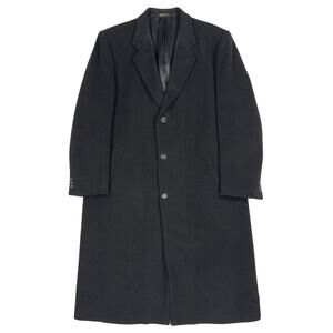 Mark Alexander Cashmere Wool Blend Overcoat Mens 46L Black Long Dress Coat Italy